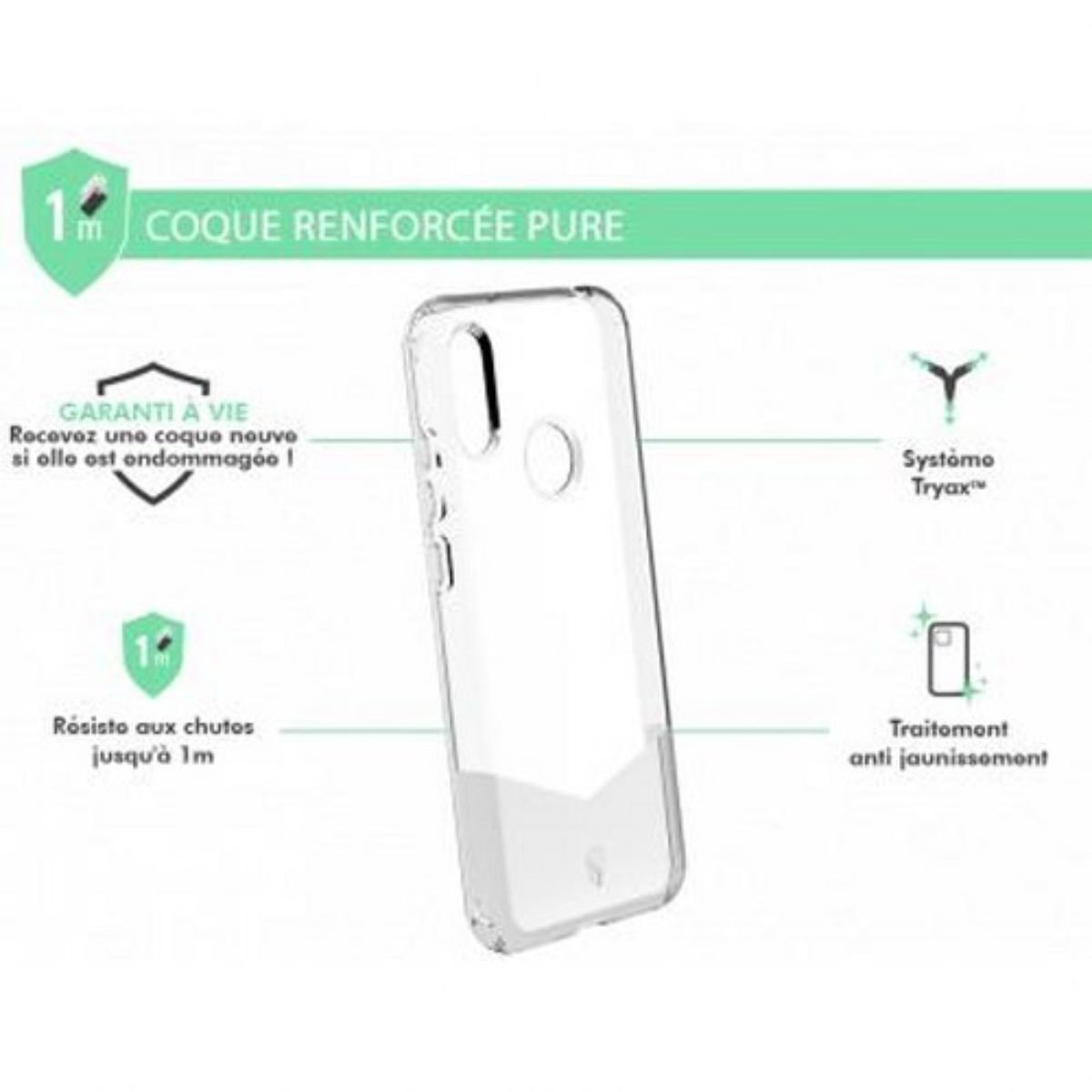 Custodia per telefono, trasparente, con testo: guscio rinforzato, garantito, resistente alle cadute, anti-ingiallimento.