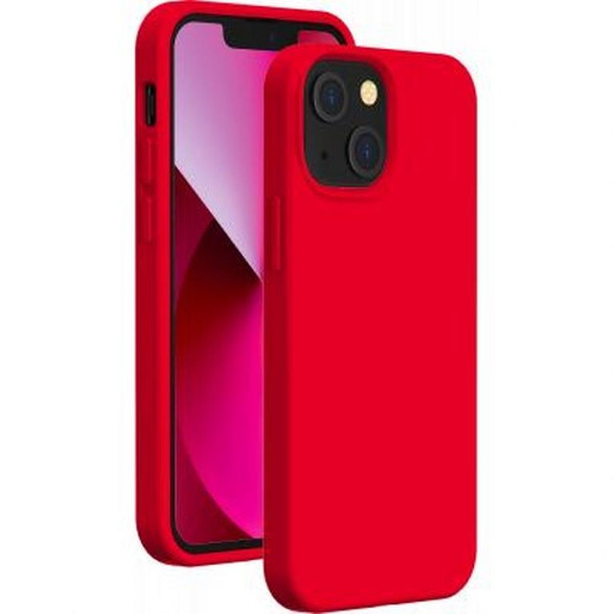 Due custodie rosse per telefono, una con un telefono dentro. Le custodie sono simili.