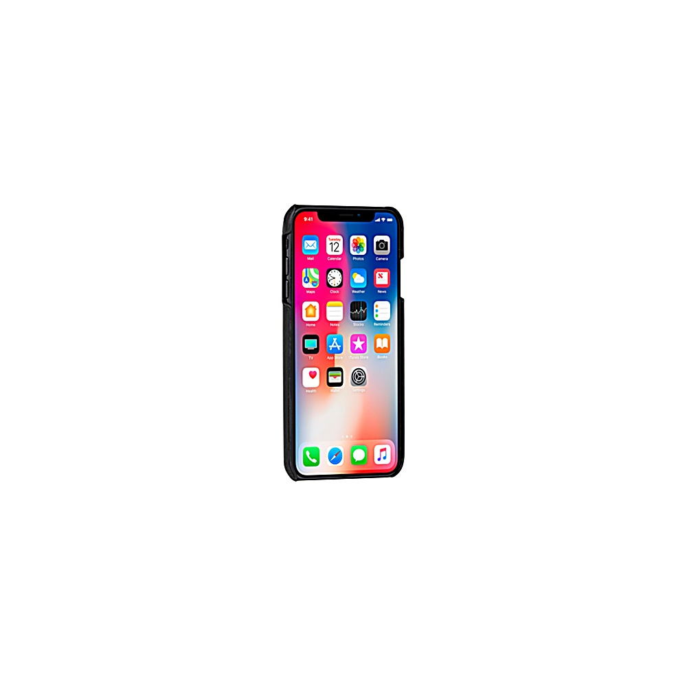 Un telefono in una custodia è visualizzato. Il telefono è acceso e mostra le icone delle app.