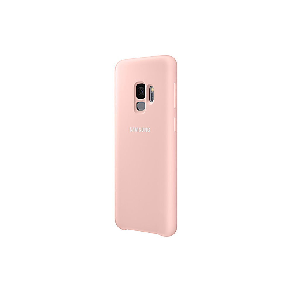 Custodia per telefono rosa. Il logo Samsung è visibile. Sfondo bianco.