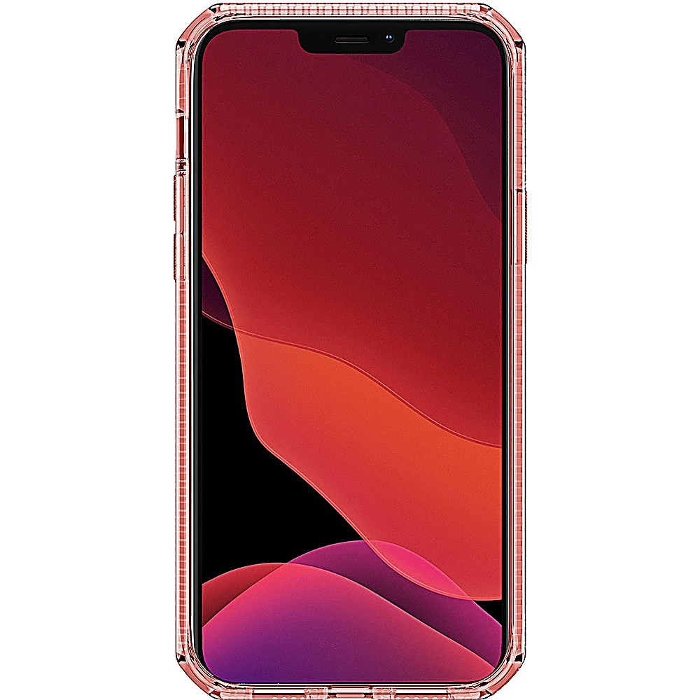 Custodia per telefono oro rosa su uno schermo del telefono con sfumatura rossa e viola.