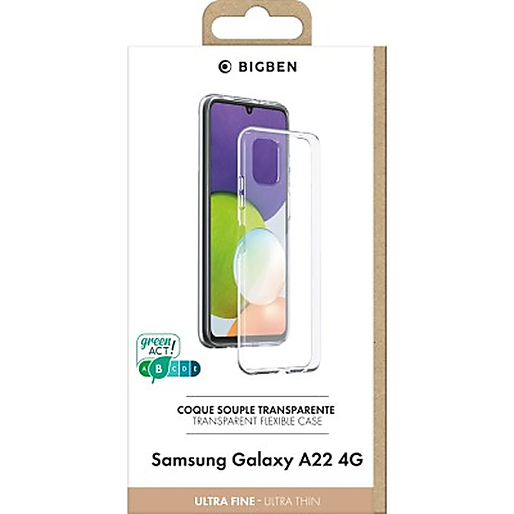 Custodia per Samsung Galaxy A22 4G, in una scatola. È trasparente.
