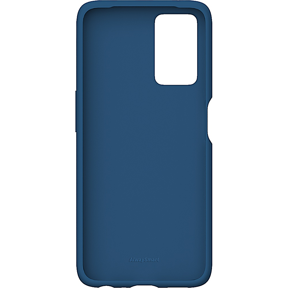 Innenseite einer blauen Handyhülle mit Kameraausschnitt und dem Text 'AlwaysSmart' unten.
