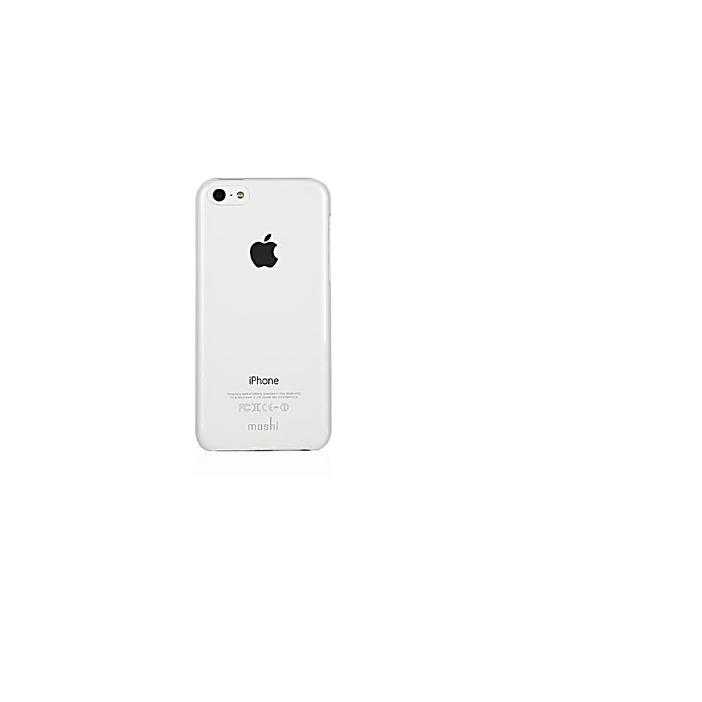 iPhone bianco in una custodia trasparente. La parte posteriore del telefono è visibile.