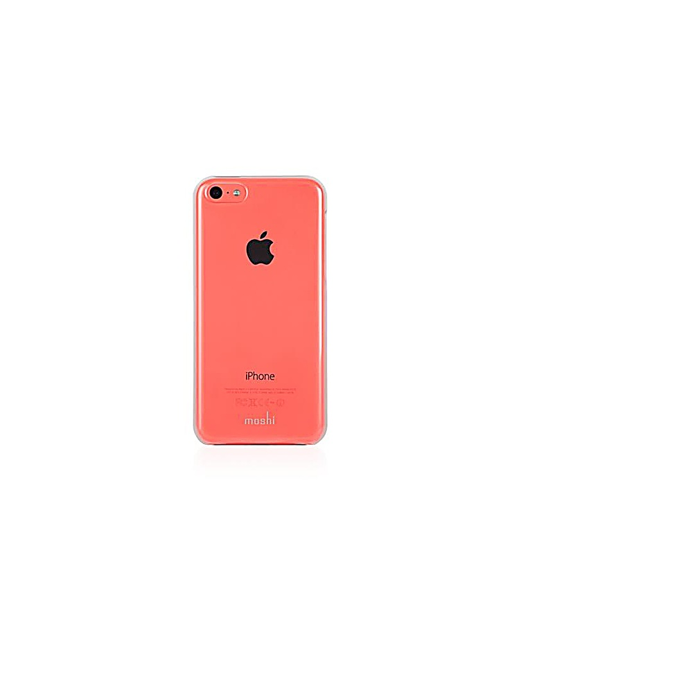 Telefono rosso con custodia trasparente. Il telefono ha un logo Apple nero.