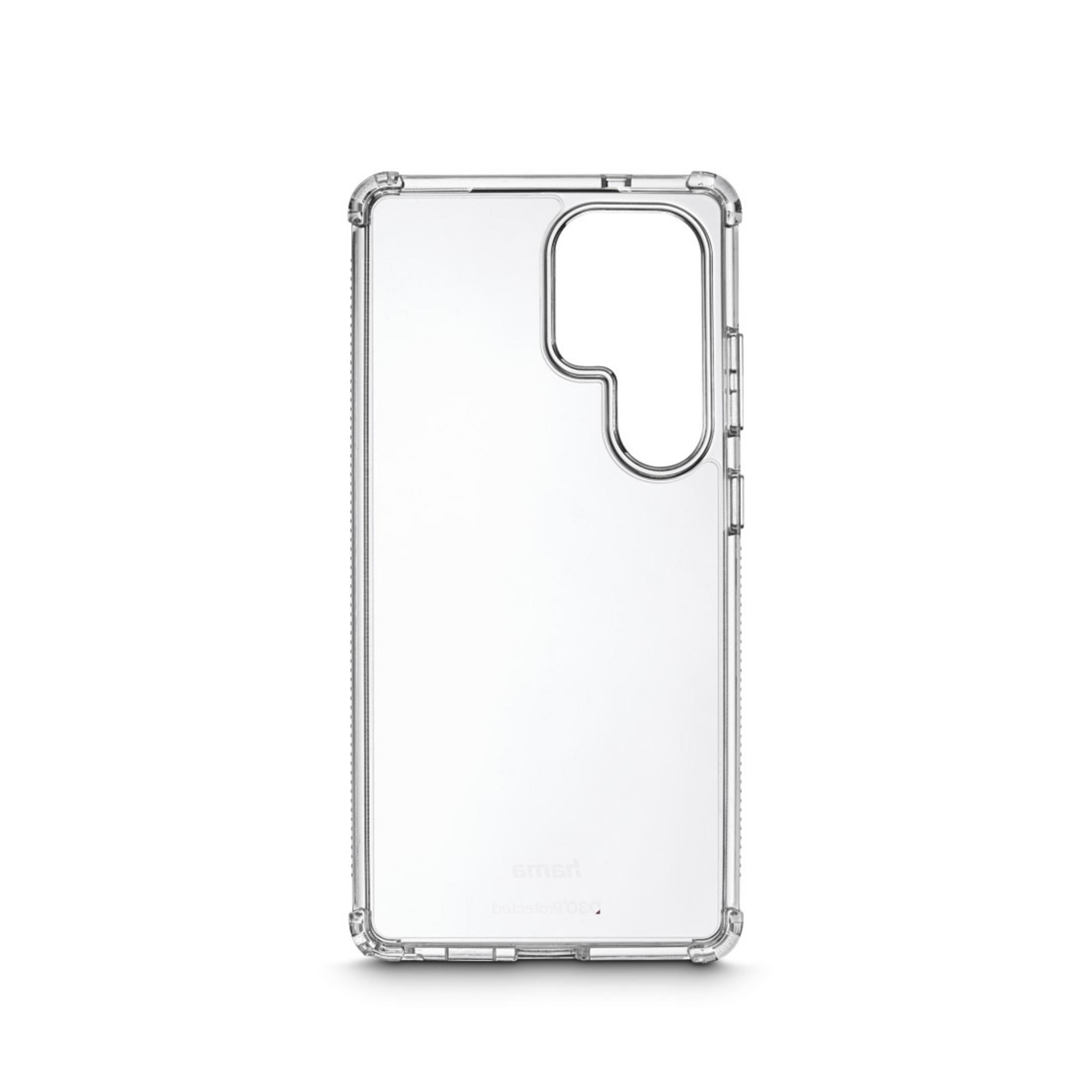 Custodia trasparente per telefono con ritaglio per fotocamera.