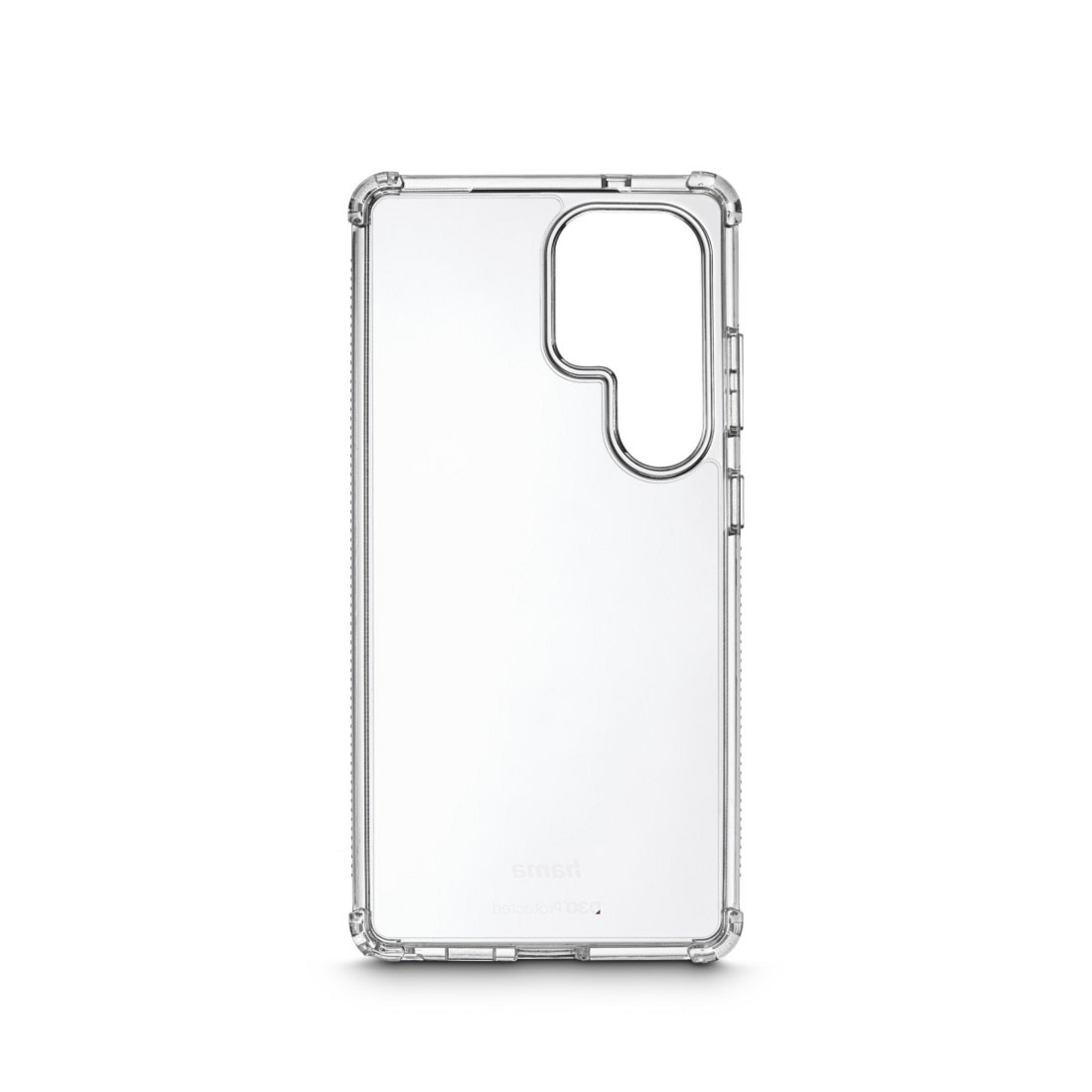 Custodia trasparente per telefono con ritaglio per fotocamera.