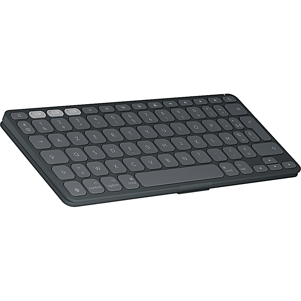 Graue Tastatur mit Tasten. Weißer Hintergrund.