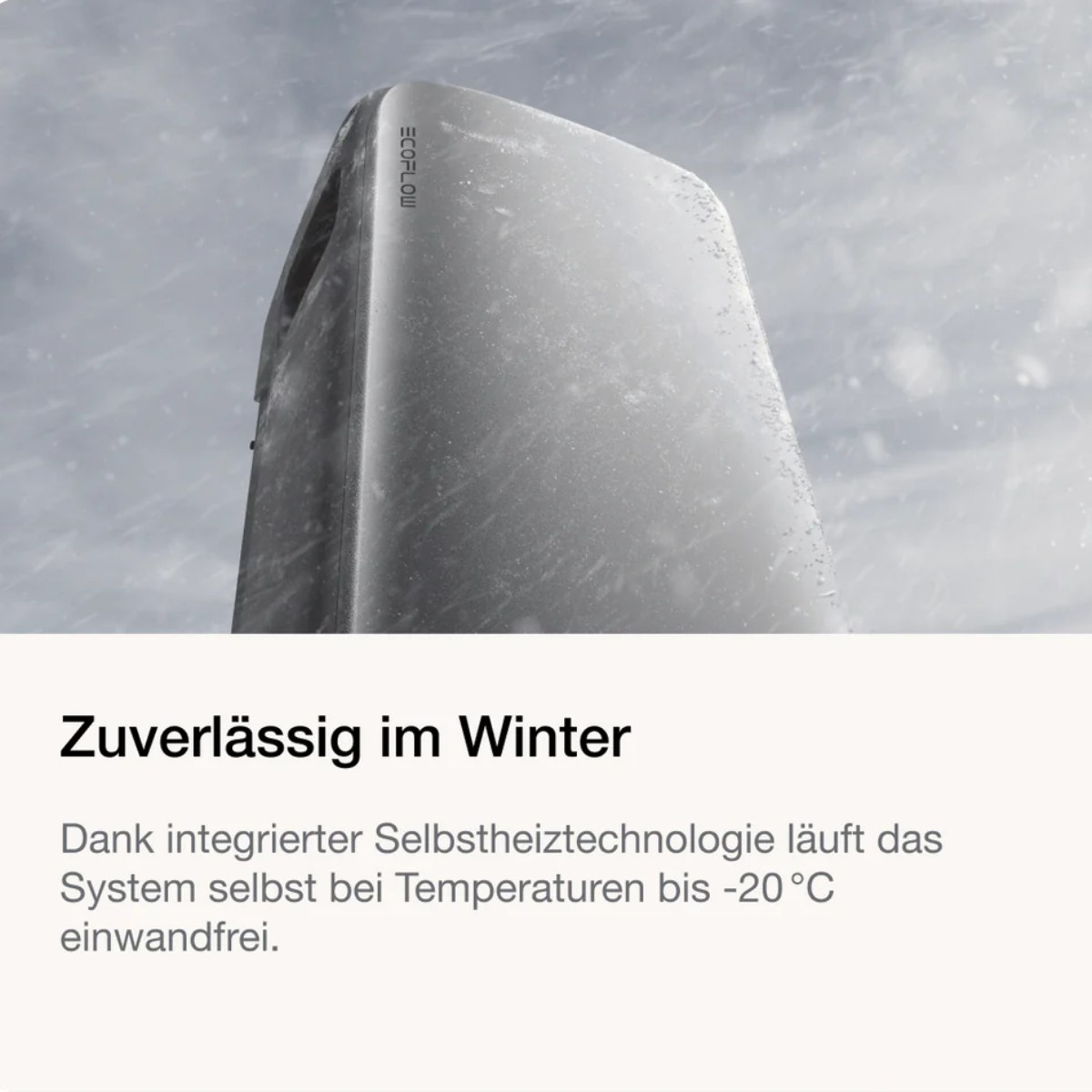Un appareil avec de la neige, avec le texte allemand : 'Zuverlässig im Winter'.