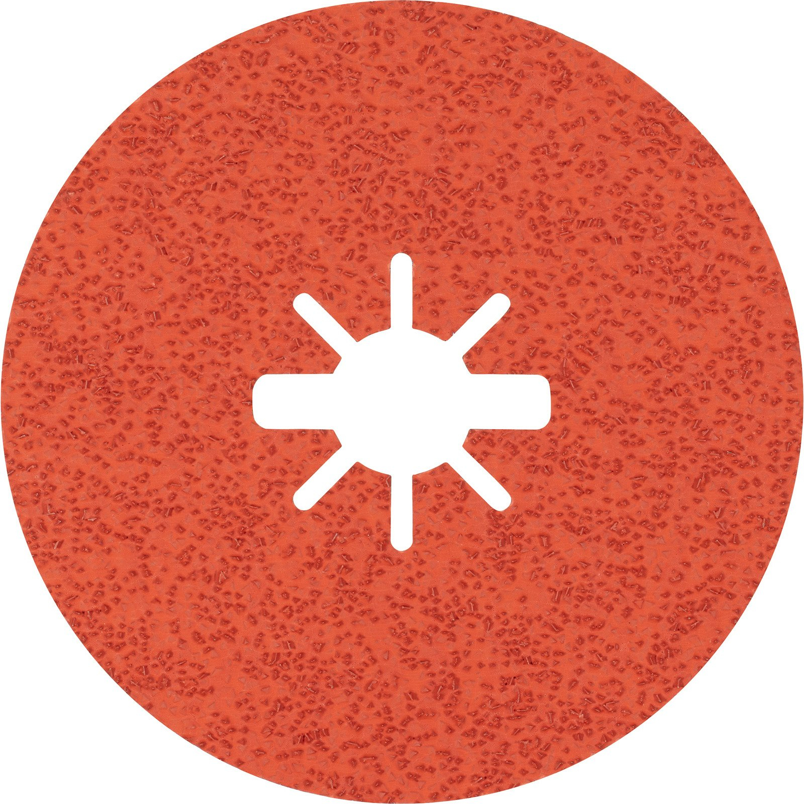 Disco abrasivo rosso con foro a forma di stella.