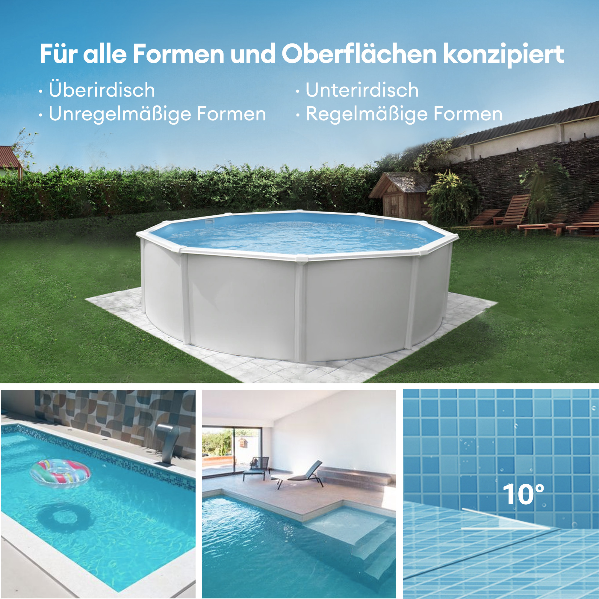 Das Bild zeigt einen Pool mit Text.