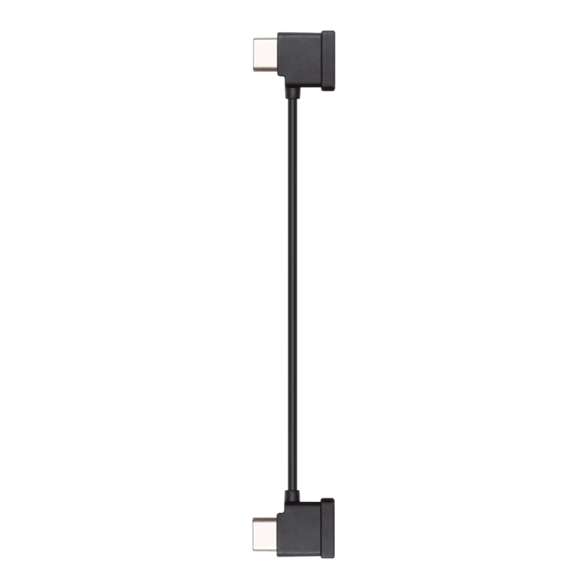 Schwarzes Kabel mit USB-C-Anschlüssen an beiden Enden, gerades Kabeldesign vor weißem Hintergrund.