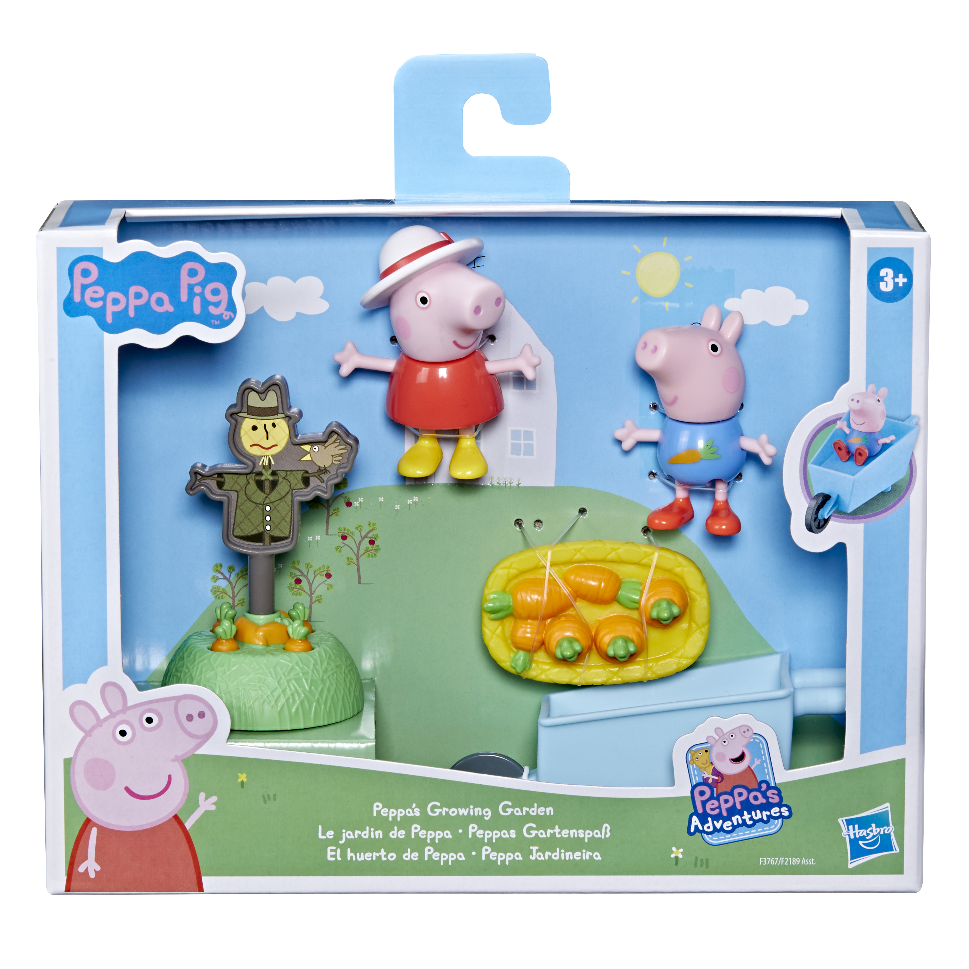 Peppa Wutz Gartenspielset mit Peppa, George, Vogelscheuche und Garten.