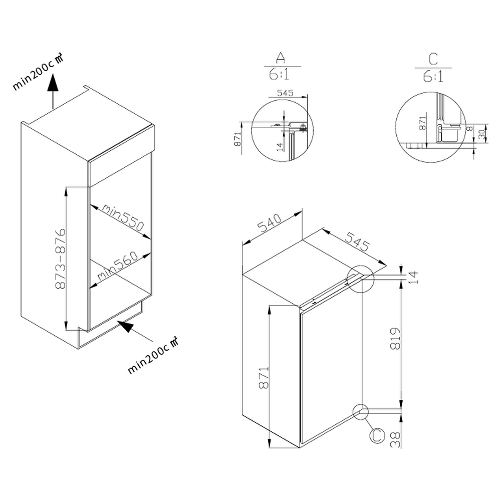 Disegno tecnico di due oggetti rettangolari con misure e linee di dimensione.