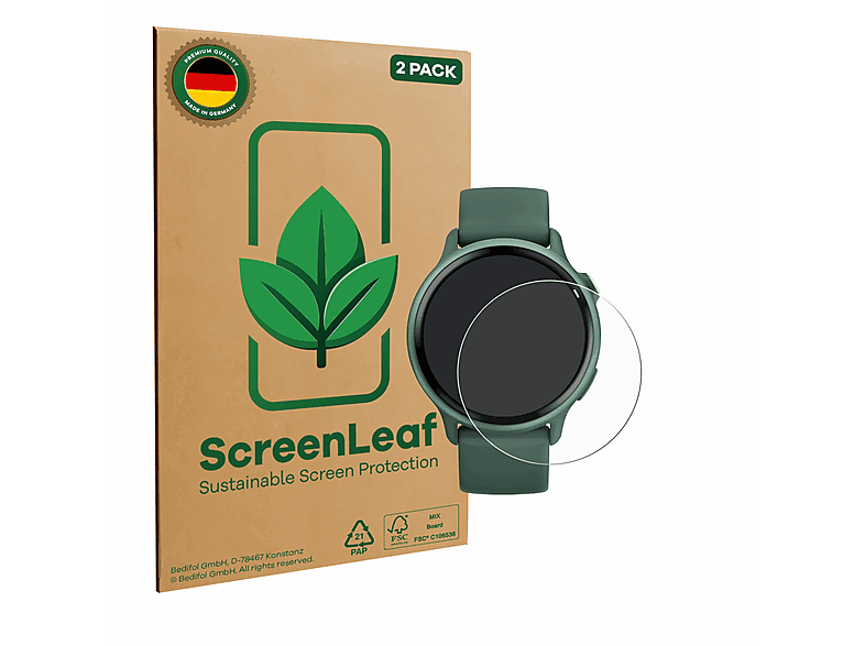 SCREENLEAF 2x nachhaltig verpackte Display Schutzfolie (für Garmin vivoactive 6)
