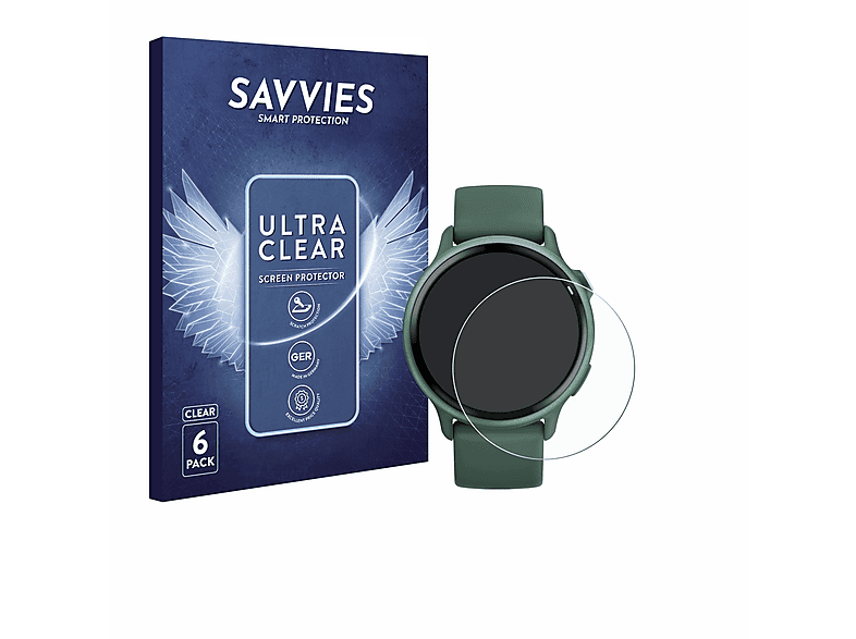 SAVVIES 6x klare Schutzfolie (für Garmin vivoactive 6)