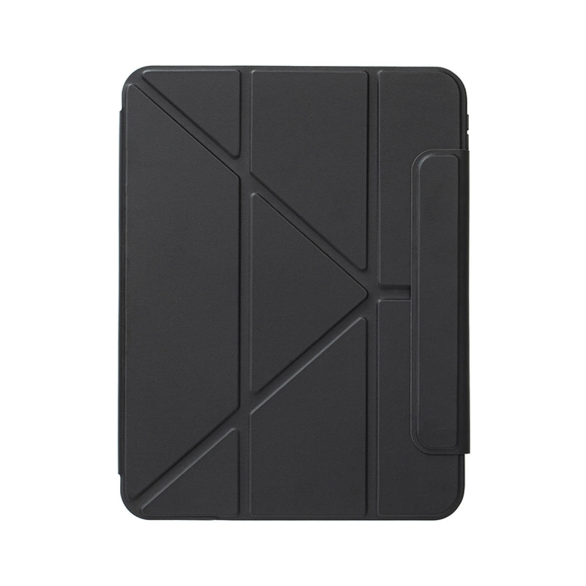 Custodia nera per tablet con un motivo geometrico.