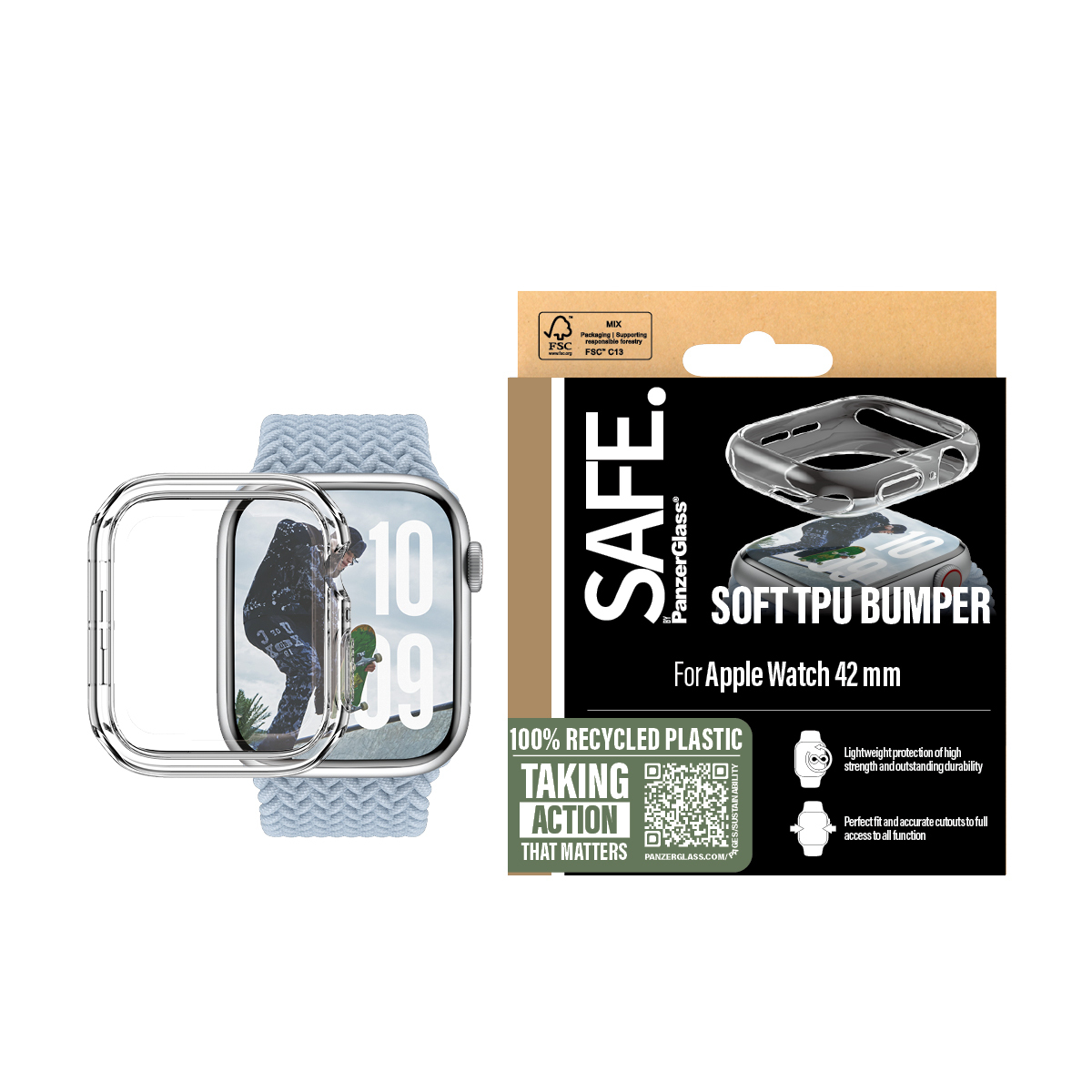 Custodia per orologio impermeabile Protezione in vetro temperato per Apple Watch Series 8 7 44mm 45mm 49mm Cover con bordo dritto per iWatch Ultra 8 7 6 SE 5 4 acquista in