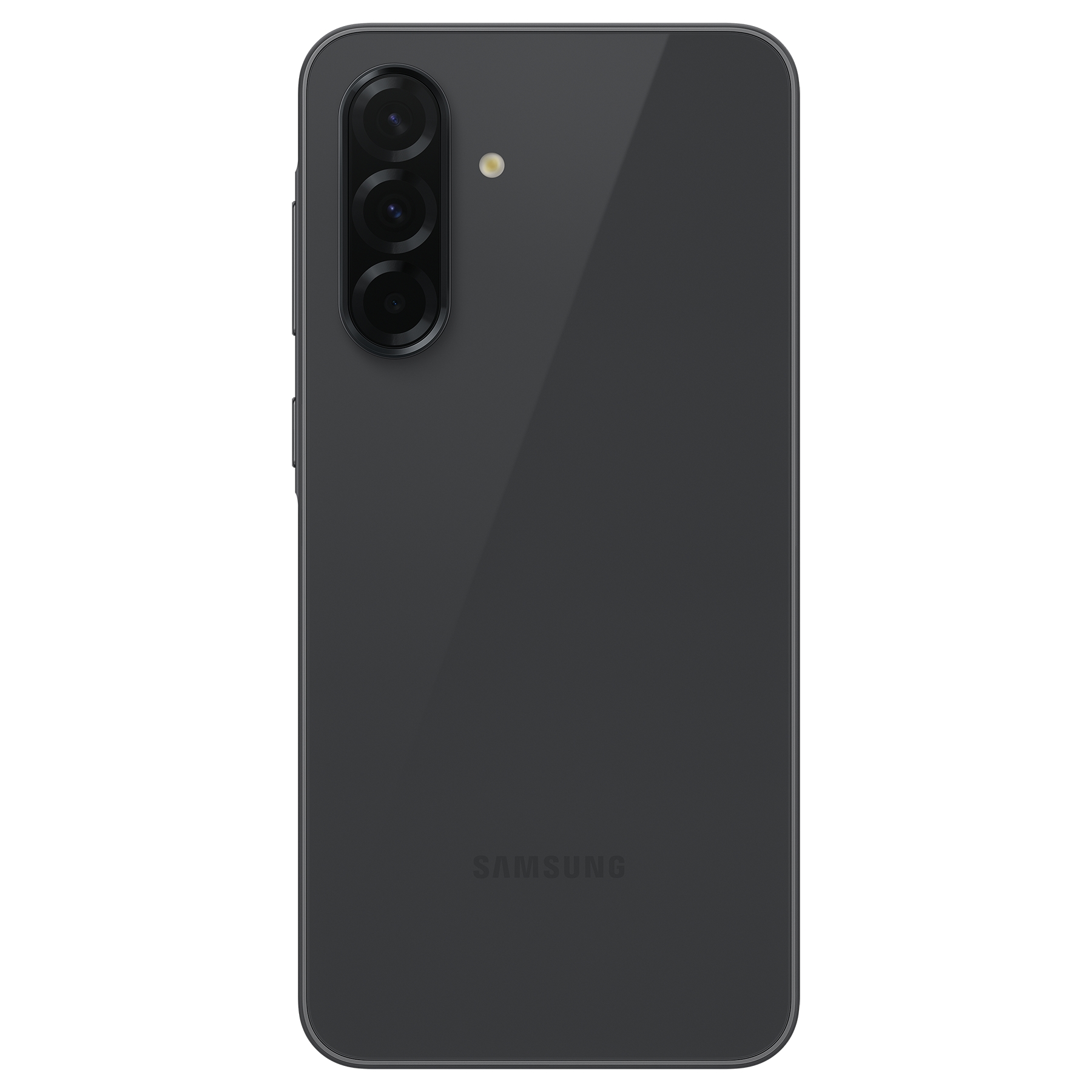 Czarny tył smartfona z potrójnym aparatem i logo Samsung.