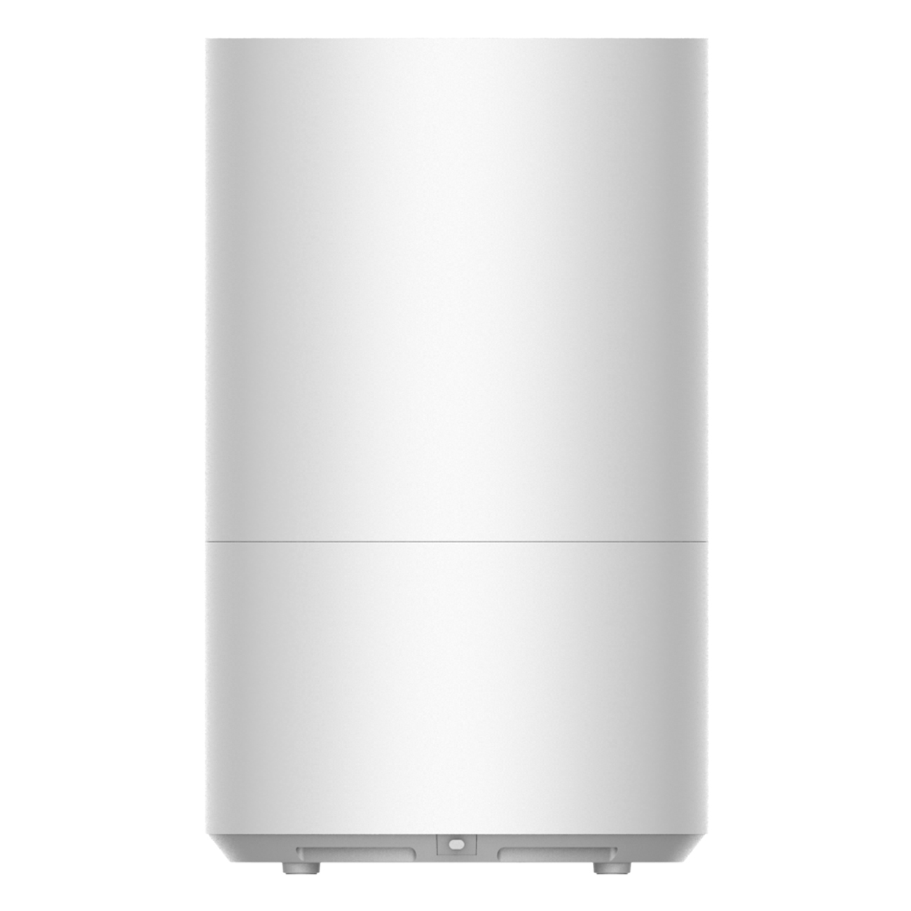 Wysoki, biały, cylindryczny nawilżacz z płaską, szarą podstawą.