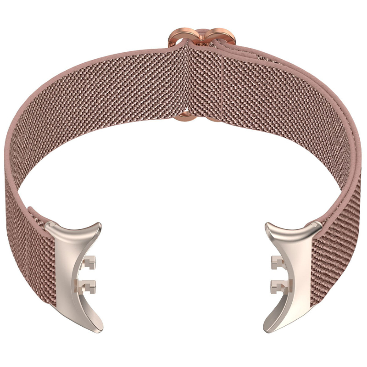 Cinturino color oro rosa. Design a rete. Colore metallico, connettori visibili.