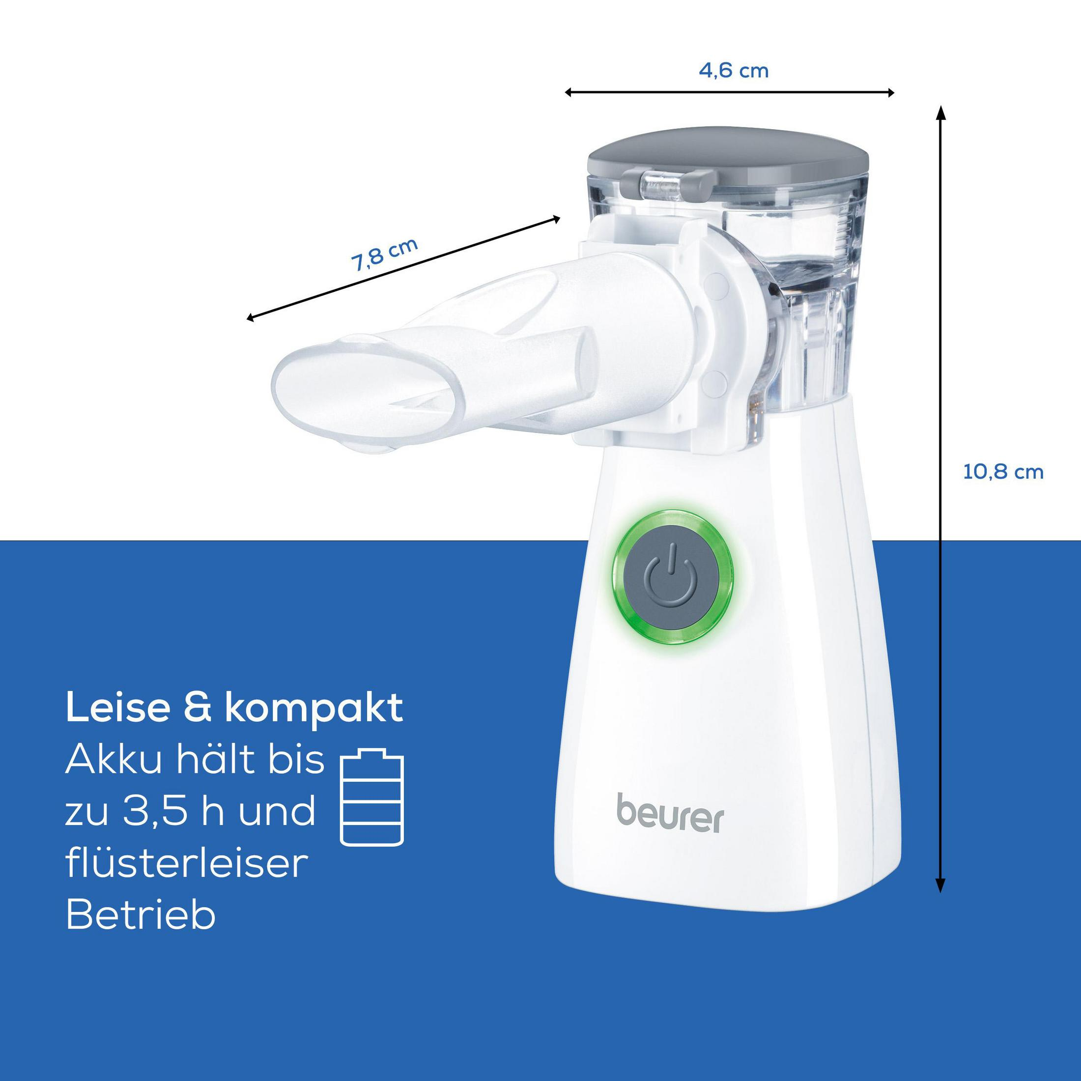 Weißer und grauer Vernebler mit Messungen und Text.