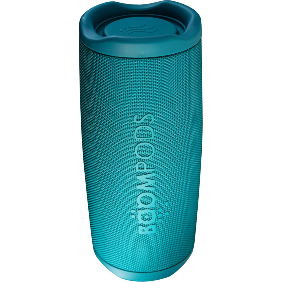 Altoparlante verde acqua con logo su sfondo bianco.