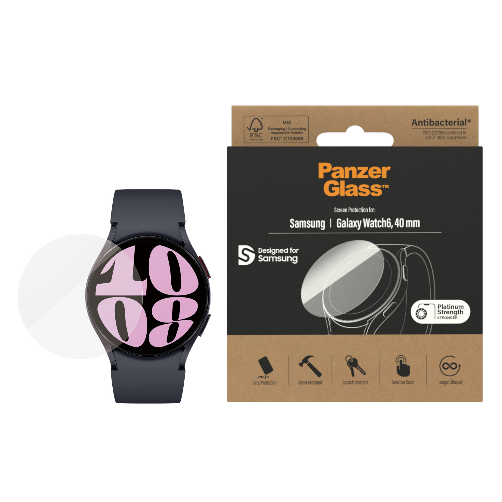 Protector pantalla smartwatch PG-3683 PANZERGLASS, Samsung, Galaxy Watch  40 mm, Vidrio templado