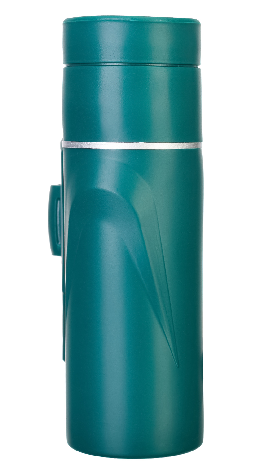 Zielona luneta z srebrnym pierścieniem, widok z boku.