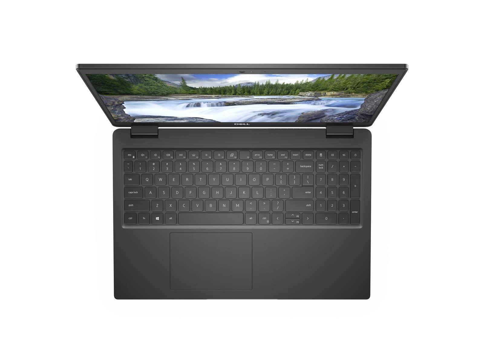 Ein schwarzer Laptop, von oben geöffnet betrachtet. Tastatur und Bildschirm sind sichtbar.