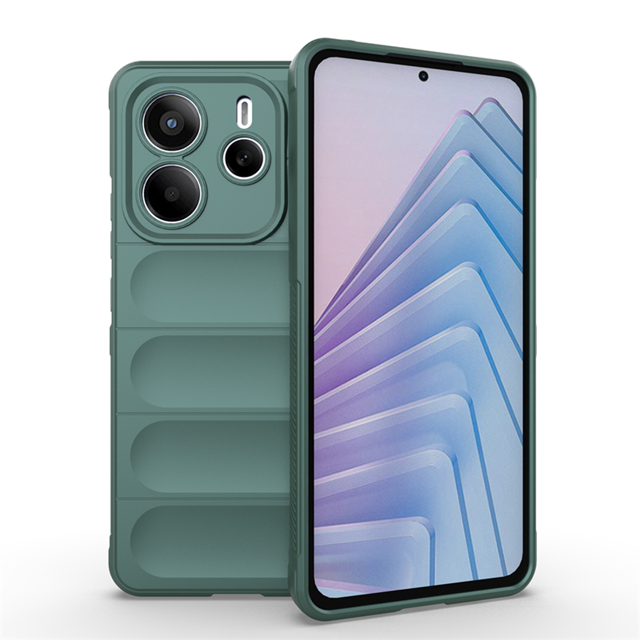 Groene telefoonhoes, met telefoon erin.