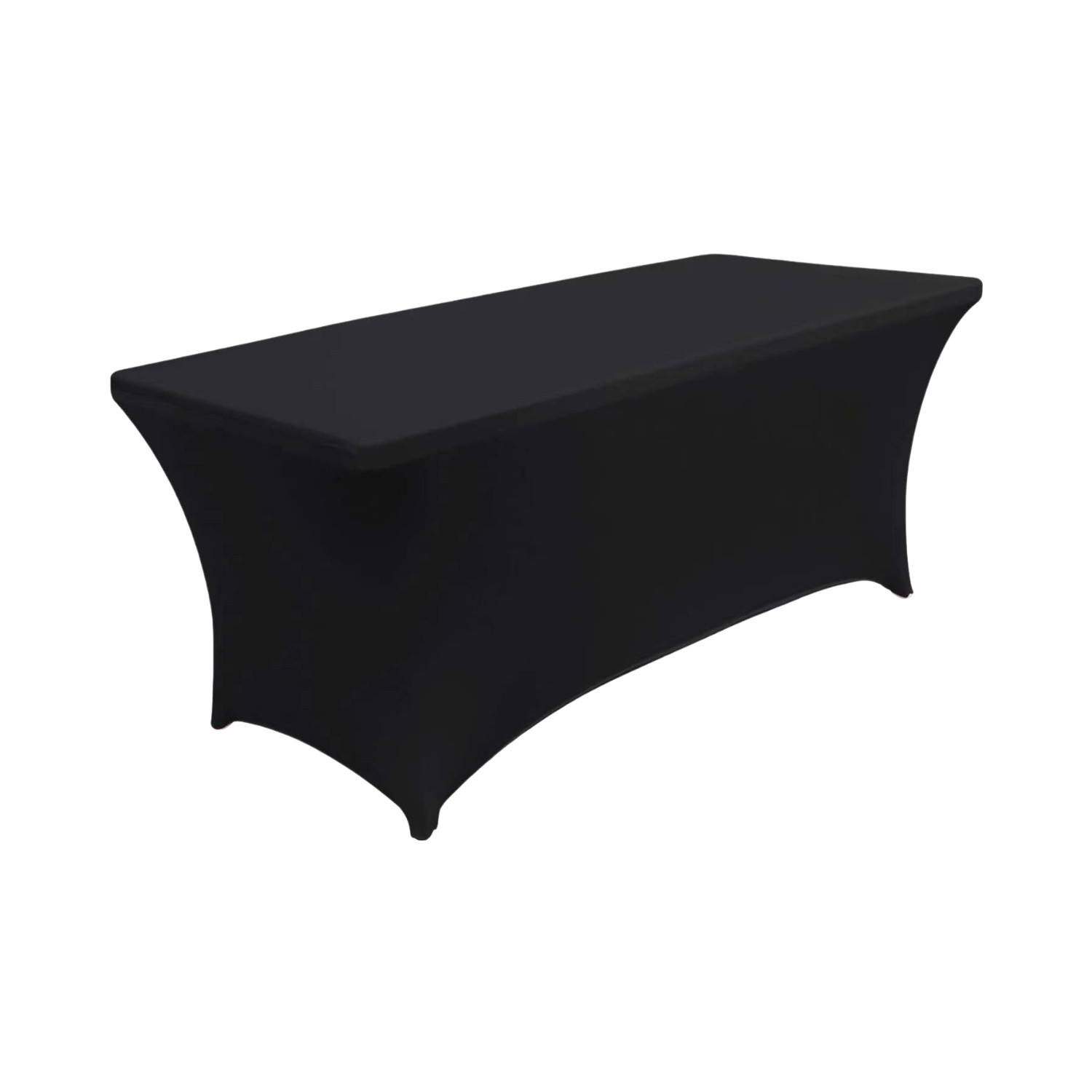 Mesa rectangular negra con cubierta negra sobre fondo blanco.