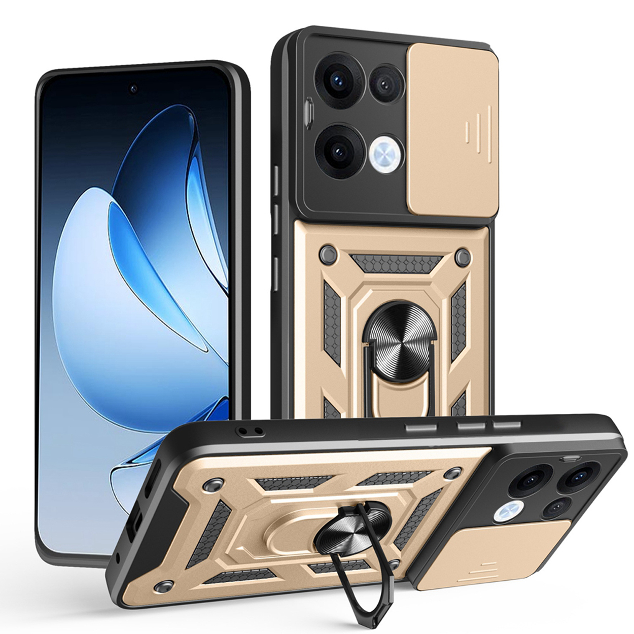 Telefoonhoes met meerdere hoeken. Telefoon met camera.