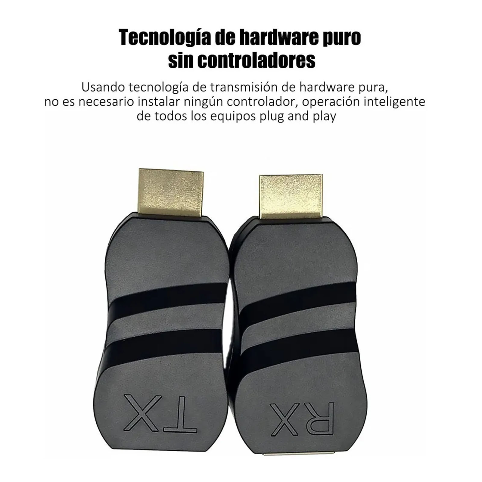 Zwei schwarze Adapter. Text: Reine Hardware-Technologie ohne Controller.