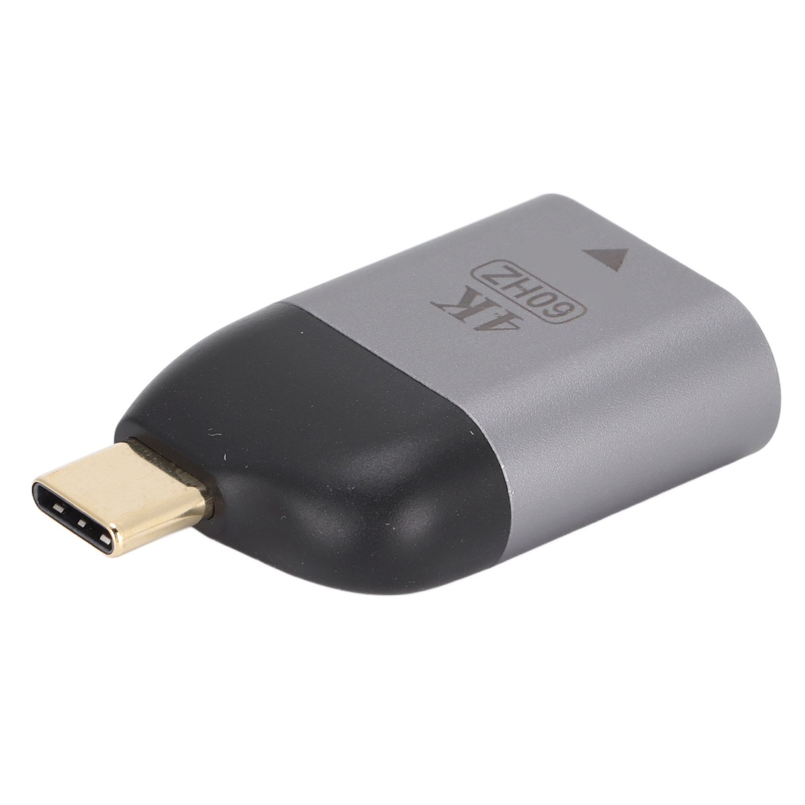 Silber-schwarzer Adapter mit 4K und 60Hz, mit Typ-C-Anschluss.