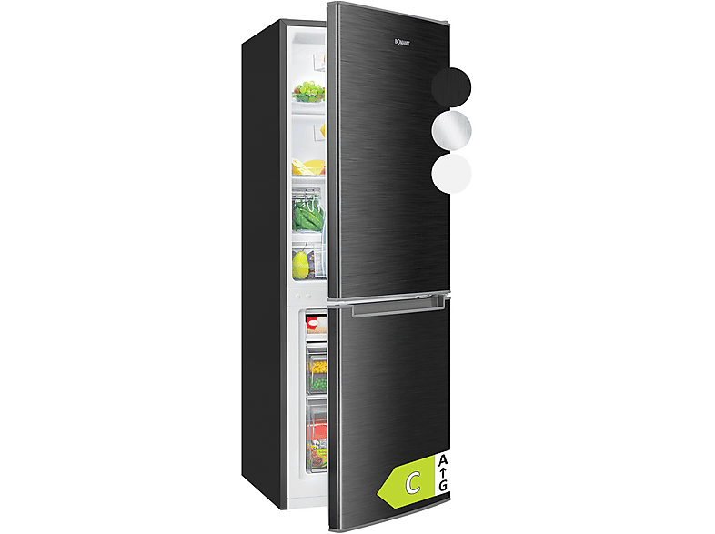 BOMANN KG 7359 Kühlgefrierkombination (C, 124 kWh, 1425 mm hoch, Schwarz)