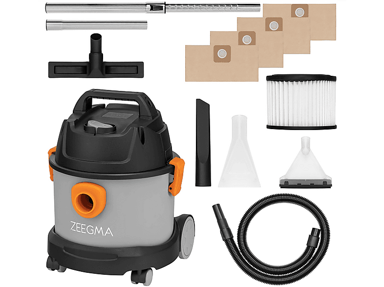 ZEEGMA ZONDER PRO COMPACT + BAGS Staubsauger, maximale Leistung: 1000 Watt, Grau)
