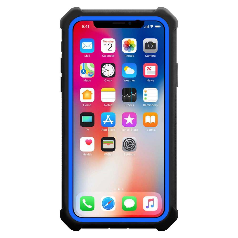 Uno smartphone in una custodia protettiva, che mostra le icone delle app sullo schermo.