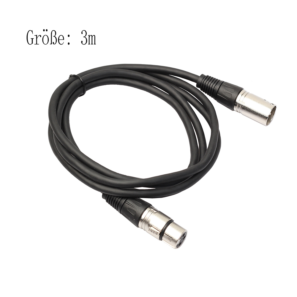 Schwarzes Audiokabel mit silbernen Steckern. Der Text 'Größe: 3m' ist sichtbar.