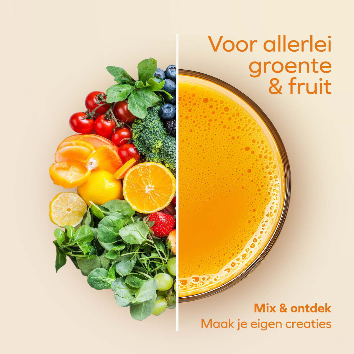 Juice in a glass, fruits and vegetables on display for juicing, and a juice glass. Orange juice.
