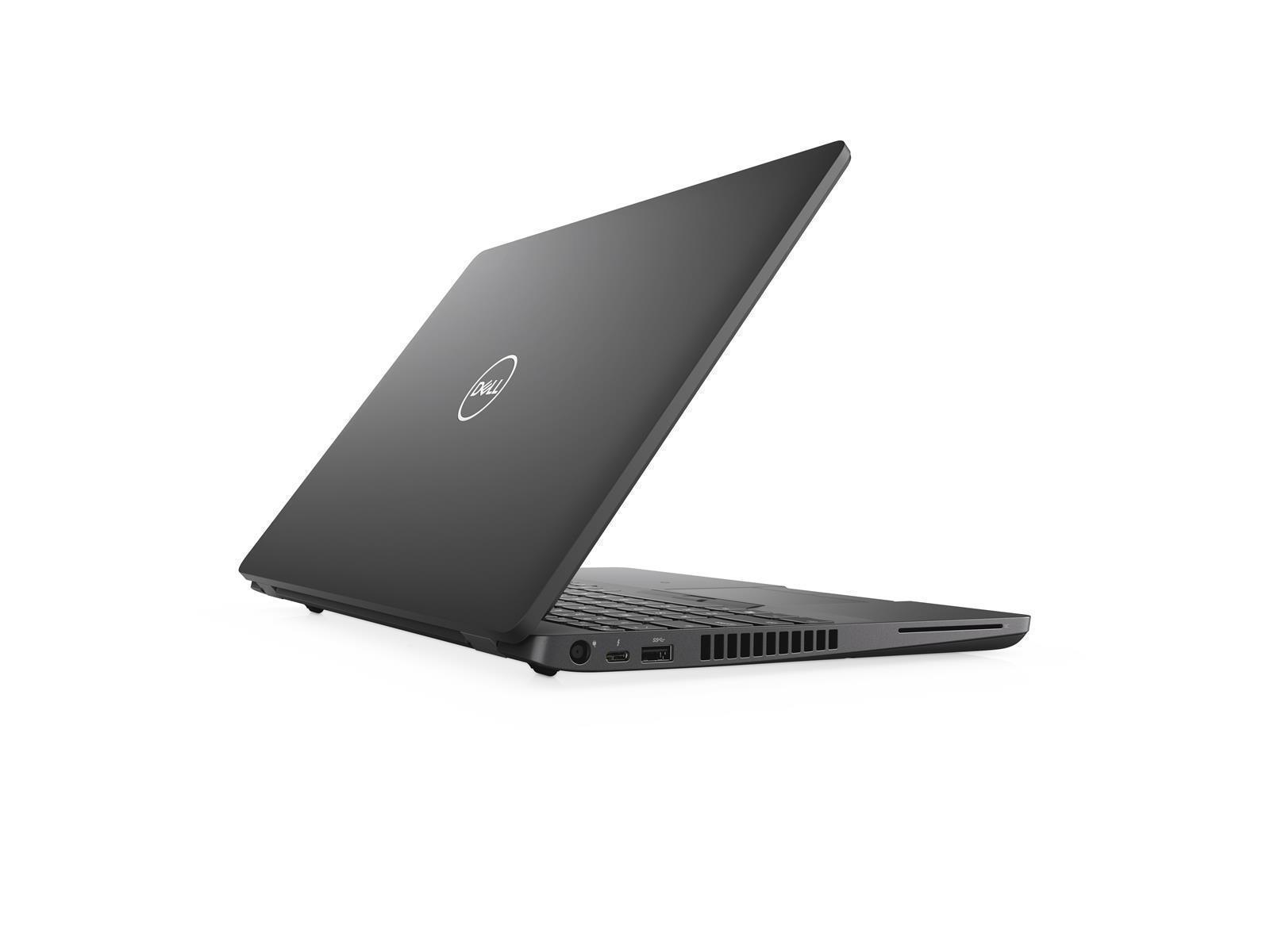 Schwarzer Laptop, geöffnet, seitlich abgewinkelt, auf weißem Hintergrund.
