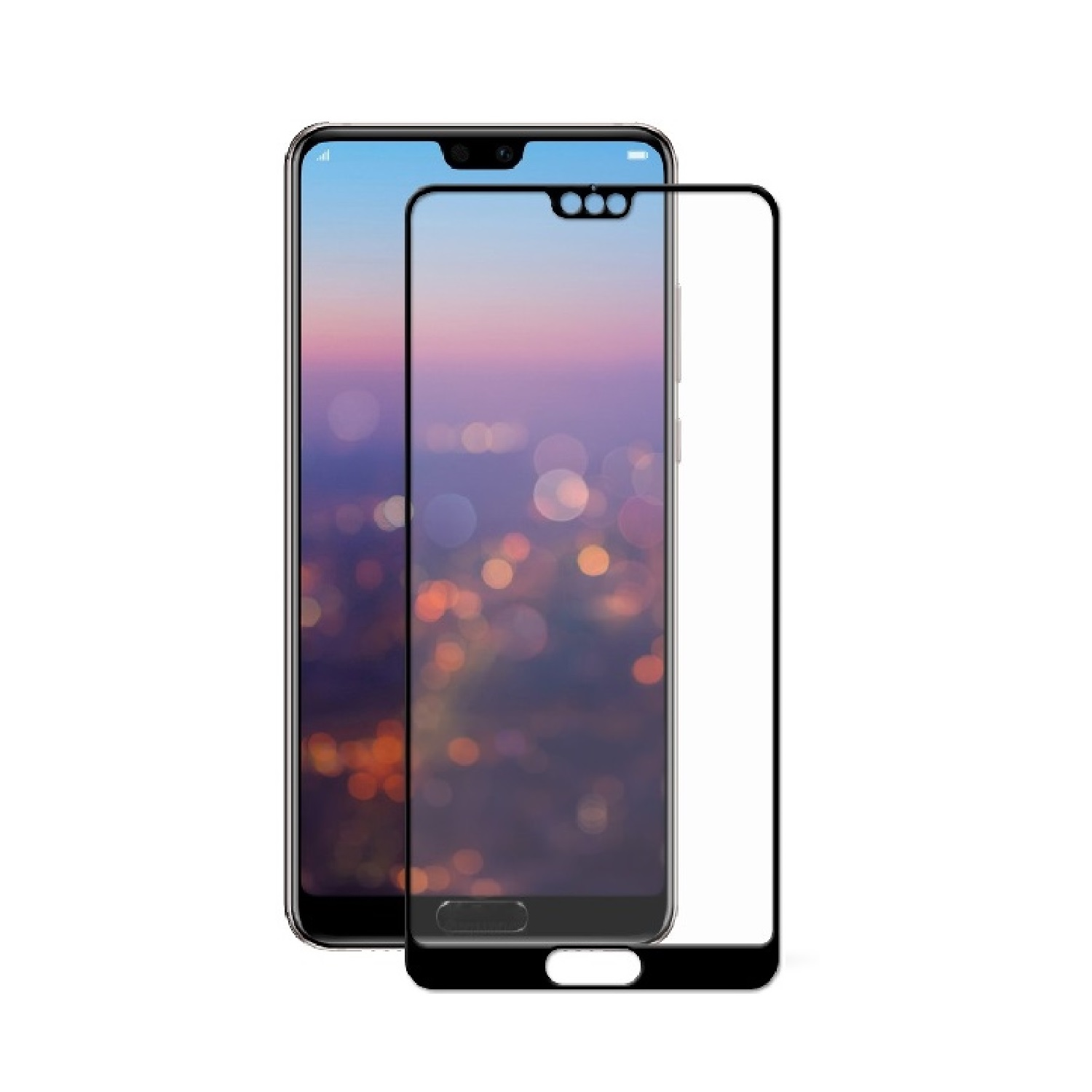 Ein Telefon und ein Displayschutz. Der Schutz befindet sich neben dem Telefon.