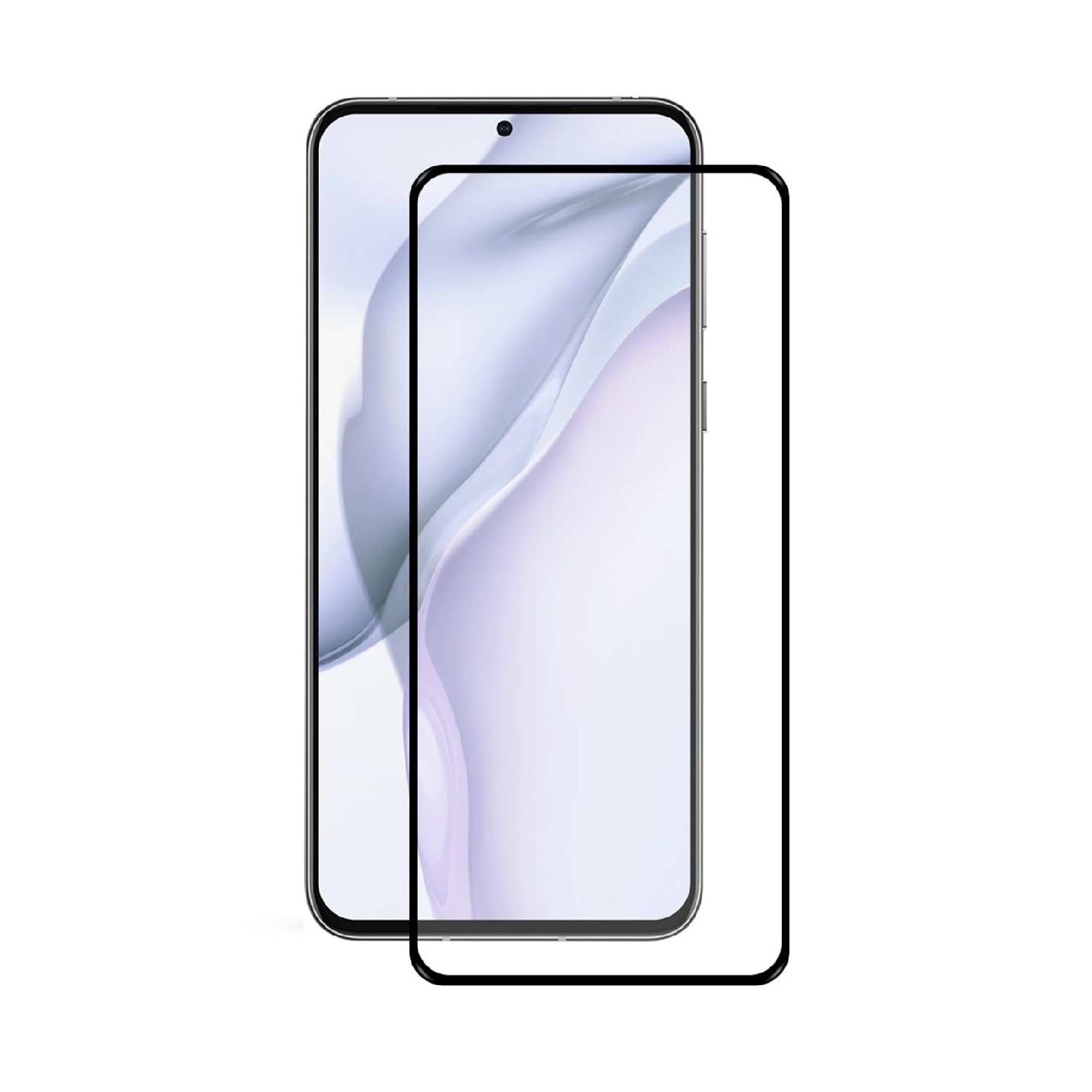 Smartphone mit Displayschutz. Smartphone links. Ein Displayschutz rechts.