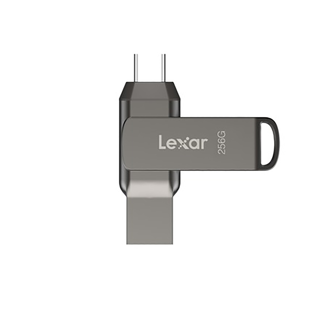 Srebrny pendrive Lexar ze złączem USB-C i tekstem 256G.