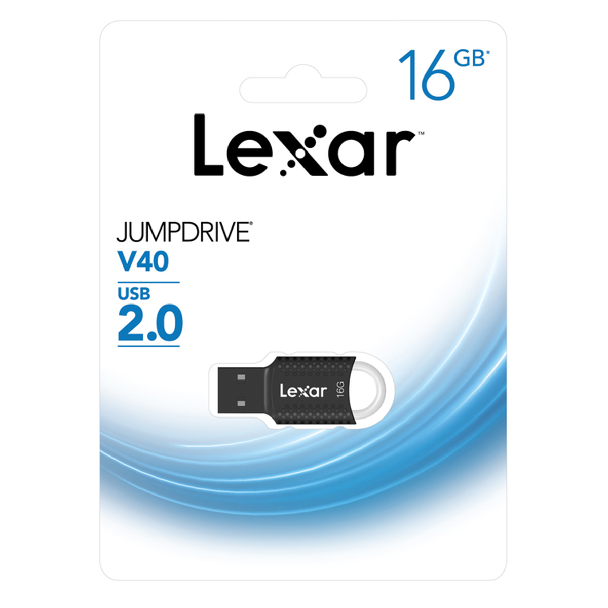 Dysk USB w opakowaniu z napisem Lexar Jumpdrive V40 USB 2.0.