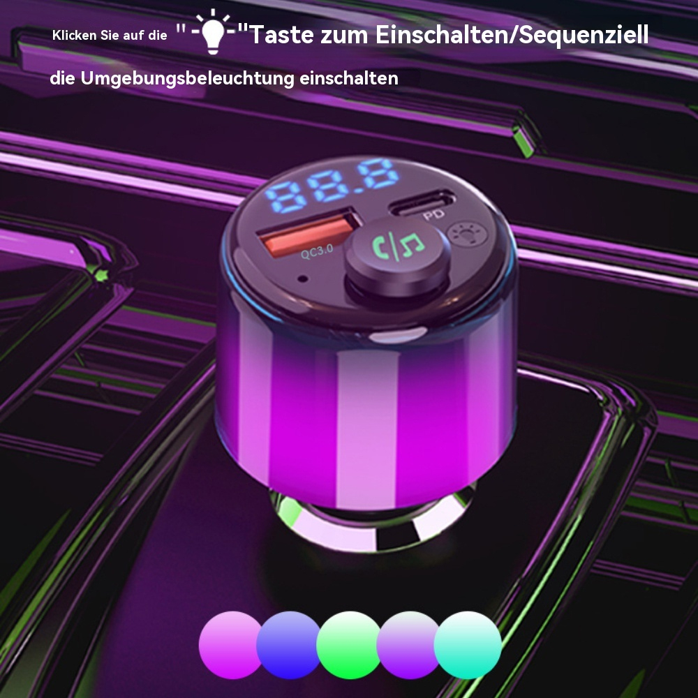 Kfz-Ladegerät mit Anzeige 88.8, farbigen Lichtern und Tasten.