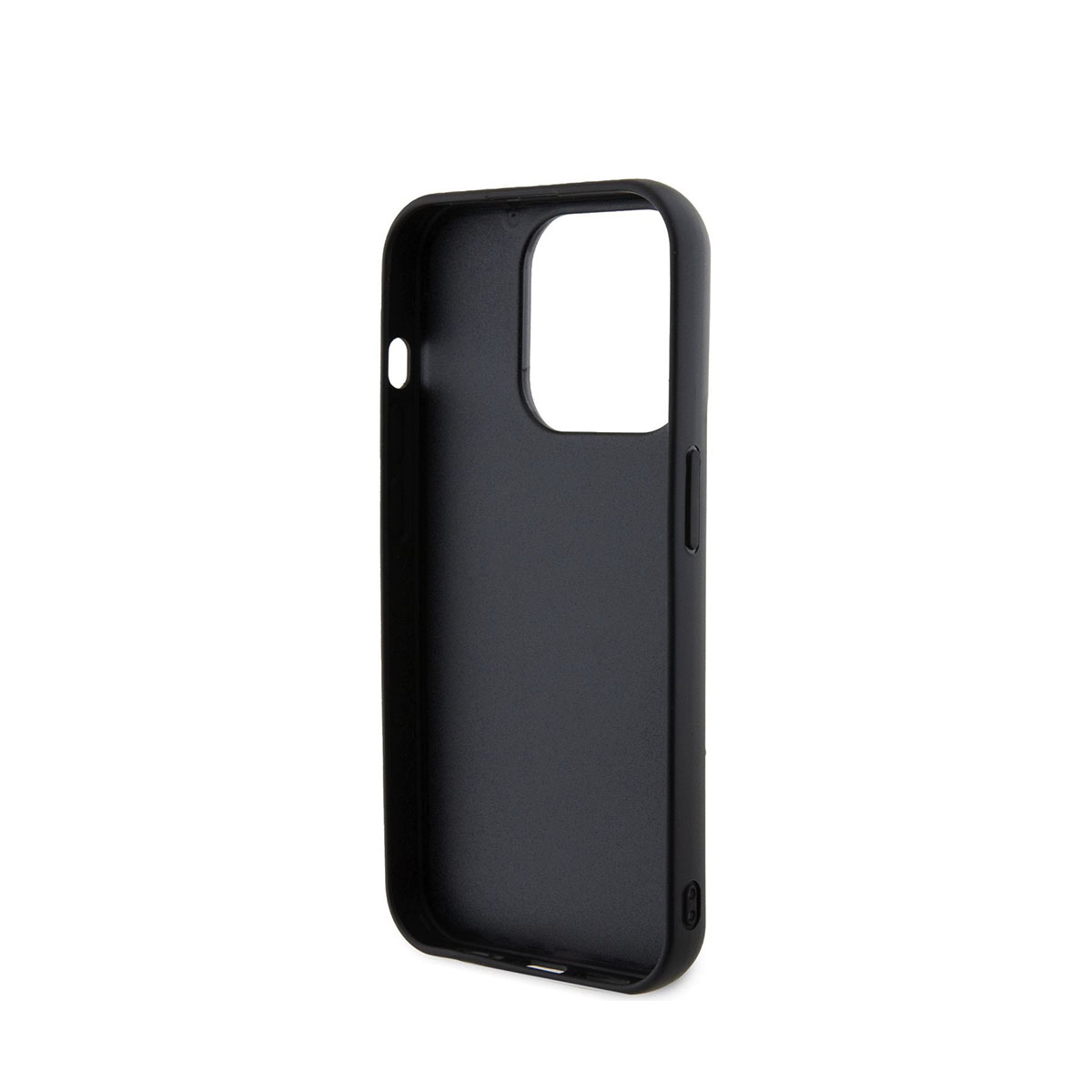 Custodia nera per telefono, vuota, senza alcun design.