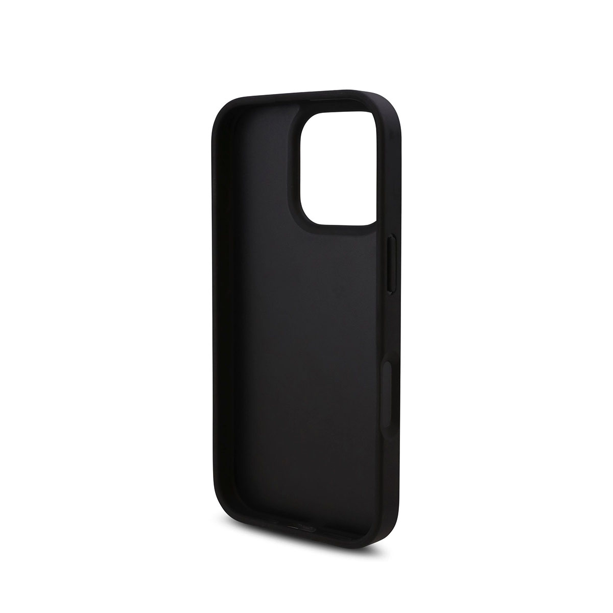 Custodia nera con intaglio per fotocamera sul retro.