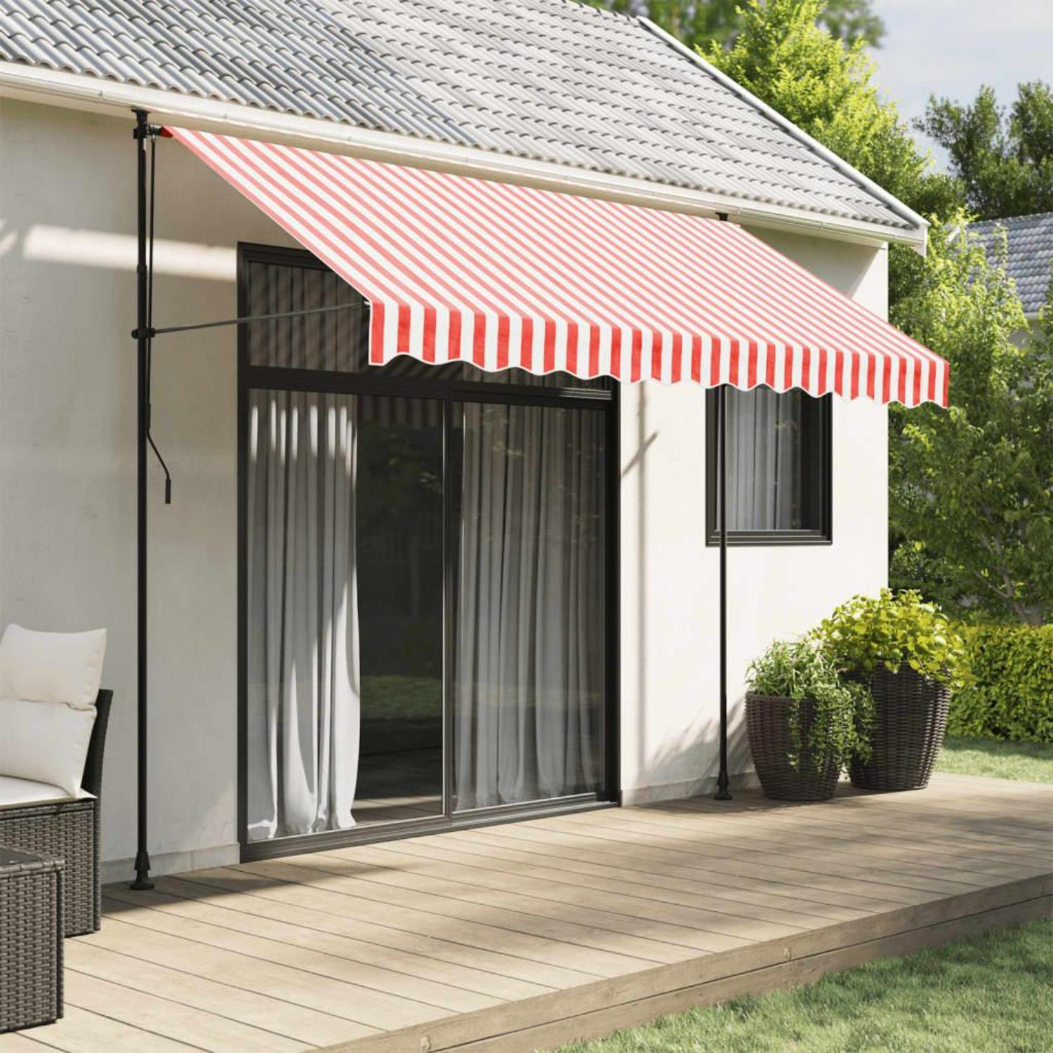 BRIGHTAKE 330 x 245cm UV-Schutz Wetterfest Markise, Rot und Wei | SATURN