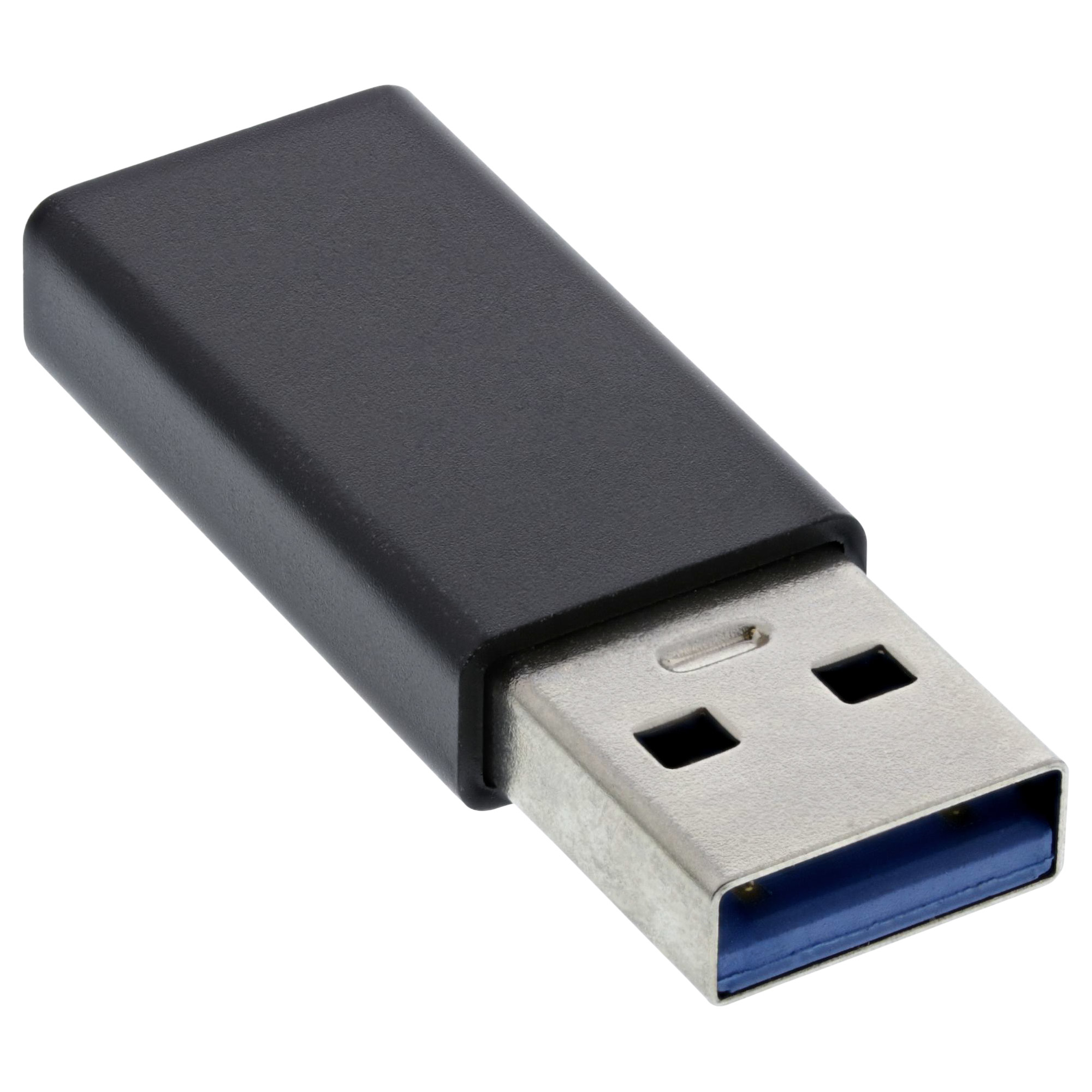 Ein schwarzer USB 3.0-Flash-Laufwerk mit blauem Anschluss.